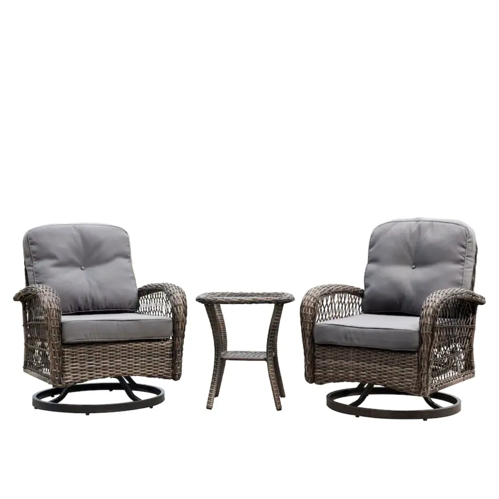 3-piece wicker swivel rocker set, studio view