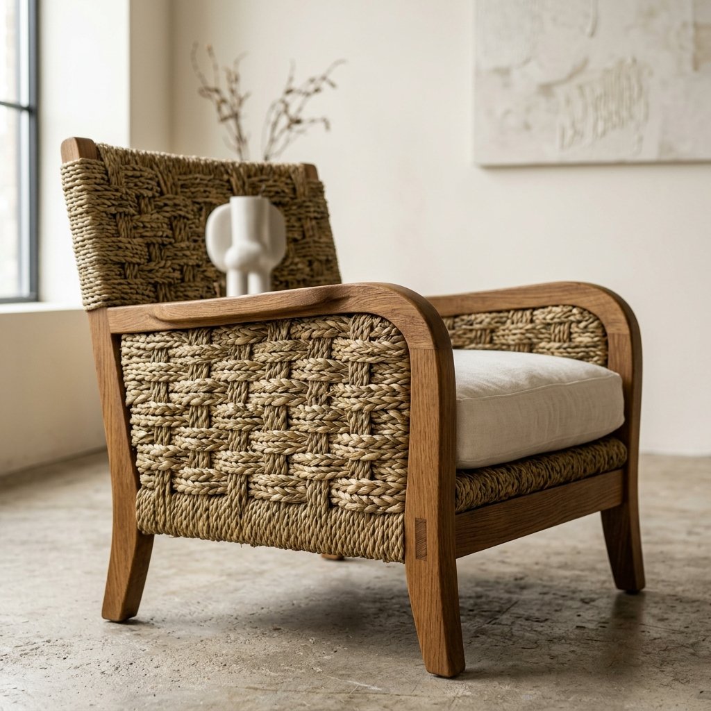 Chunky Woven Rope and Seagrass Armchair